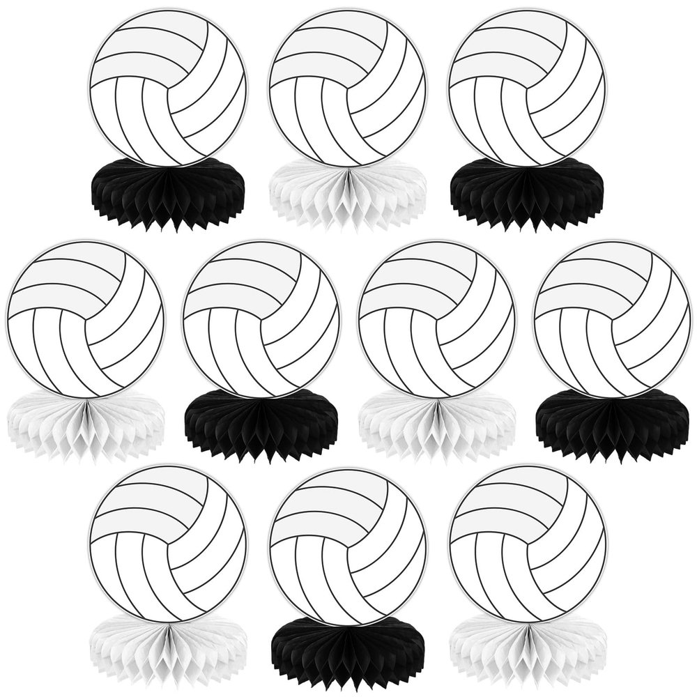 10Pcs Volleyball Honeycomb Centerpieces Volleyball Party Decorations Volleyball Table Decorations Volleyball Table Topper Centerpieces for Sports Theme Birthday Baby Shower Game Day Party supplies
