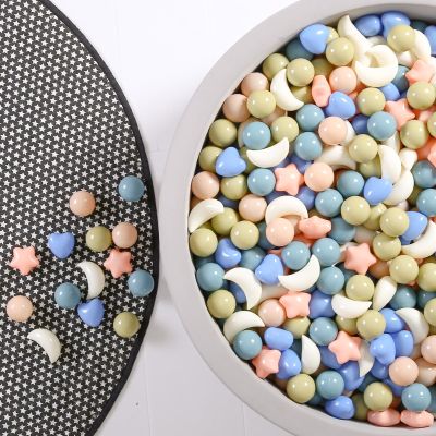 GOGOSO Star Heart Moon Ball Pit Balls, Shaped Play Balls for Ball Pit, 100 200 500 1000 Crush Proof Bpa Free Kids Toddler Baby Pastel Pelotas,Elegant Blue-Pink Blend, 100