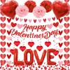 122Pcs Valentines Day Decorations Set, Valentine Decorations for Office Hanging Swirls Happy Valentine's Day Garlands Banner Love Balloons for Romantic Special Night Valentines Decorations view 1