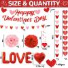 122Pcs Valentines Day Decorations Set, Valentine Decorations for Office Hanging Swirls Happy Valentine's Day Garlands Banner Love Balloons for Romantic Special Night Valentines Decorations view 2