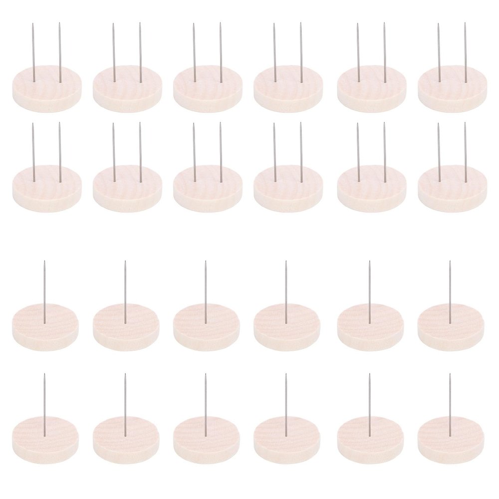 24PCS Crochet Doll Stand Wood Knit Doll Screen Stand Single Double Steel Needle Doll Holder Felt Doll Wooden Base Support Action Figure Stand