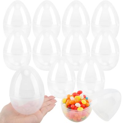 12 Pack 4.5 Inch Clear Easter Egg Plastic Transparent Easter Eggs Fillable Easter Eggs Empty for DIY Baskets or Egg Hunt Decor Easter Party Favors
