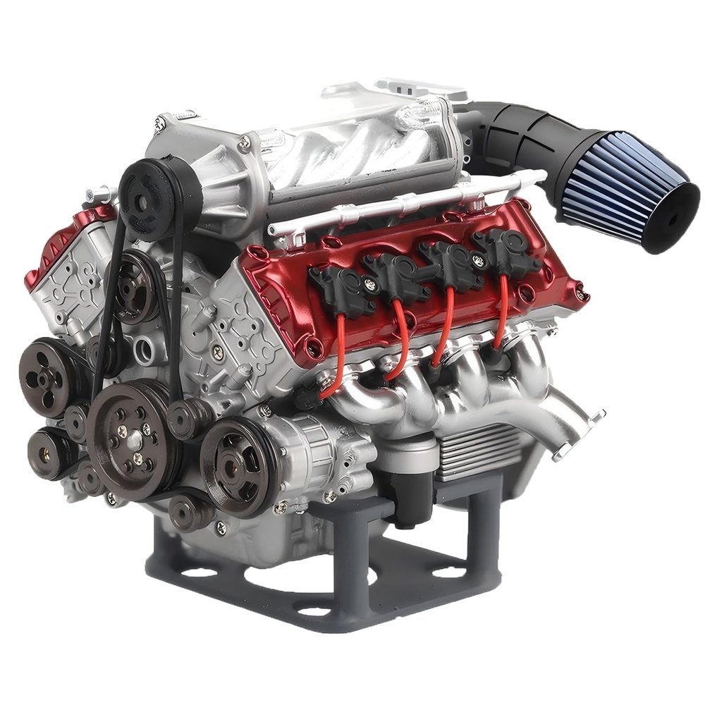 Mini V8 Engine Kits That Runs - V8 Engine Model Kits, Cison Engine MAD Miniature RC Engine Kits for Adults to Build, DIY Plastic Model Suitable for Car AX90104 SCX10 Capra VS4-10 Pro/Ultra