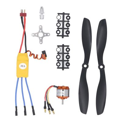10T RC Quadcopter Motor Kit, 1400KV Brushless Motor RC ESC Propeller Kit 30A ESC for 550 Plane