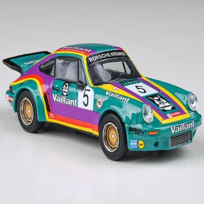 1975 911 Carrera RSR 3.0#5 "Racing - Vaillant Green with Stripes 1/64 Diecast Model Car by Paragon Models PA-55792
