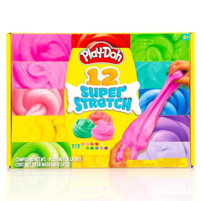 Play-Doh Super Stretch Compound 12-Pack Variety Kit, Kids Gifts, Popular Toys, Party Favors for Ages 8-12, Bulk Compound Packs