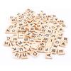 100pcs Puzzle Tiles Letters Alphabet Wooden Pieces Numbers Pendants Spelling, Premium Quality Light Wood Grain Smooth Finish with Clear Black Screen Printed Letters for Early view 1