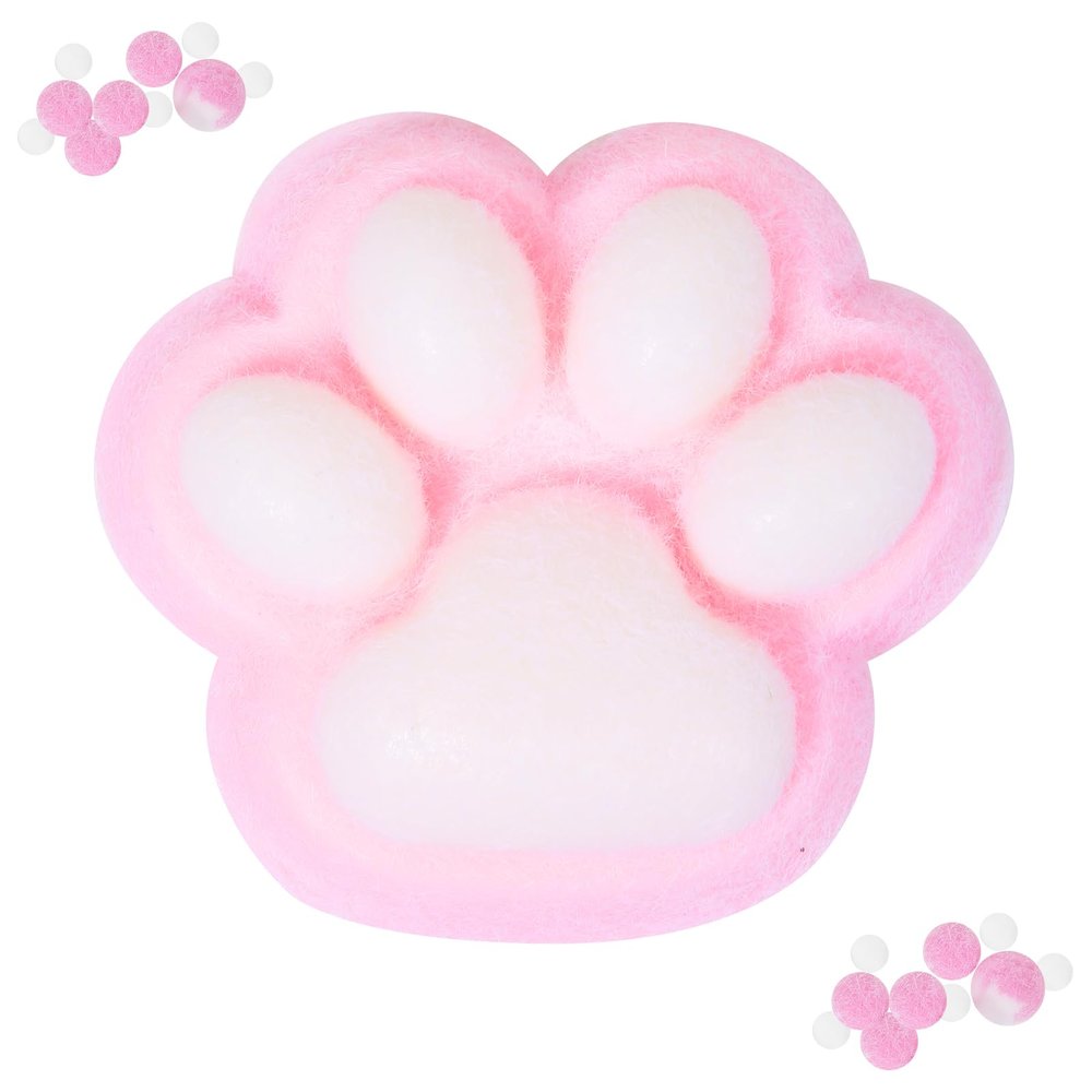 1pcs Pink Big 5in Squishy Cat Paw Squeeze Toys,Cat Paw Squishy,Cute Kawaii Squishies,Fur Ball,Jelly Kitty Funny Fidget Toys Novelty Things Suitable for Adults Kids
