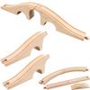 7 Pack Wooden Train Track Expansion Wood Train Bridge Pieces Wooden Tracks Accessories Compatible with Railroad Railway Train Track Connectors Set view 1