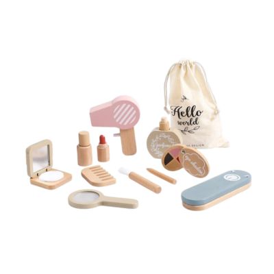 Luwecf Wooden Makeup Toy Set Princess Makeup Kits Hair Comb Mirror Little Princess Set Kids Pretend Play Toy Makeup Set for Toddlers