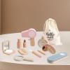 Luwecf Wooden Makeup Toy Set Princess Makeup Kits Hair Comb Mirror Little Princess Set Kids Pretend Play Toy Makeup Set for Toddlers view 3