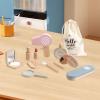 Luwecf Wooden Makeup Toy Set Princess Makeup Kits Hair Comb Mirror Little Princess Set Kids Pretend Play Toy Makeup Set for Toddlers view 4