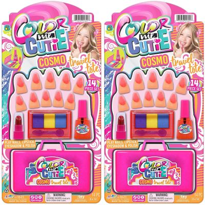 JA-RU Makeup Toy for Girls (2 Beauty Kits) Eyeshadow Palette, Toy Lipstick, Nail Gloss, Fake Nails. Kids Pretend Play. Princess Beauty Set. Birthday Girl Gifts & Accessories. 1621-2