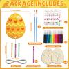 16 Pack Easter Egg Wind Chime Kits Easter Crafts for Kids Make Your Own Easter Egg Wind Chime Wooden DIY Arts and Crafts for Spring Party School Classroom Hanging Decoration Supplies Birthday Favors view 2