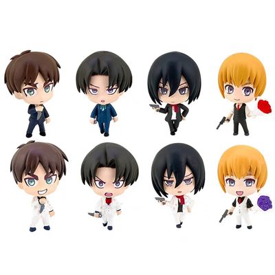 8PCS/Set Eren Jaeger Figure Cake Topper Mini Anime Titan Figure Model, 5cm Cartoon Action Figure Desktop Decoration Party Supplies Gifts for Fans
