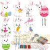 16 Pack Easter Bunny Wind Chime Kits Easter Crafts for Kid Make Your Own Easter Rabbit Wind Chime Wooden DIY Art and Crafts for Spring Party School Classroom Hanging Decoration Supplies Birthday Favor view 1