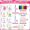 16 Pack Easter Bunny Wind Chime Kits Easter Crafts for Kid Make Your Own Easter Rabbit Wind Chime Wooden DIY Art and Crafts for Spring Party School Classroom Hanging Decoration Supplies Birthday Favor view 2