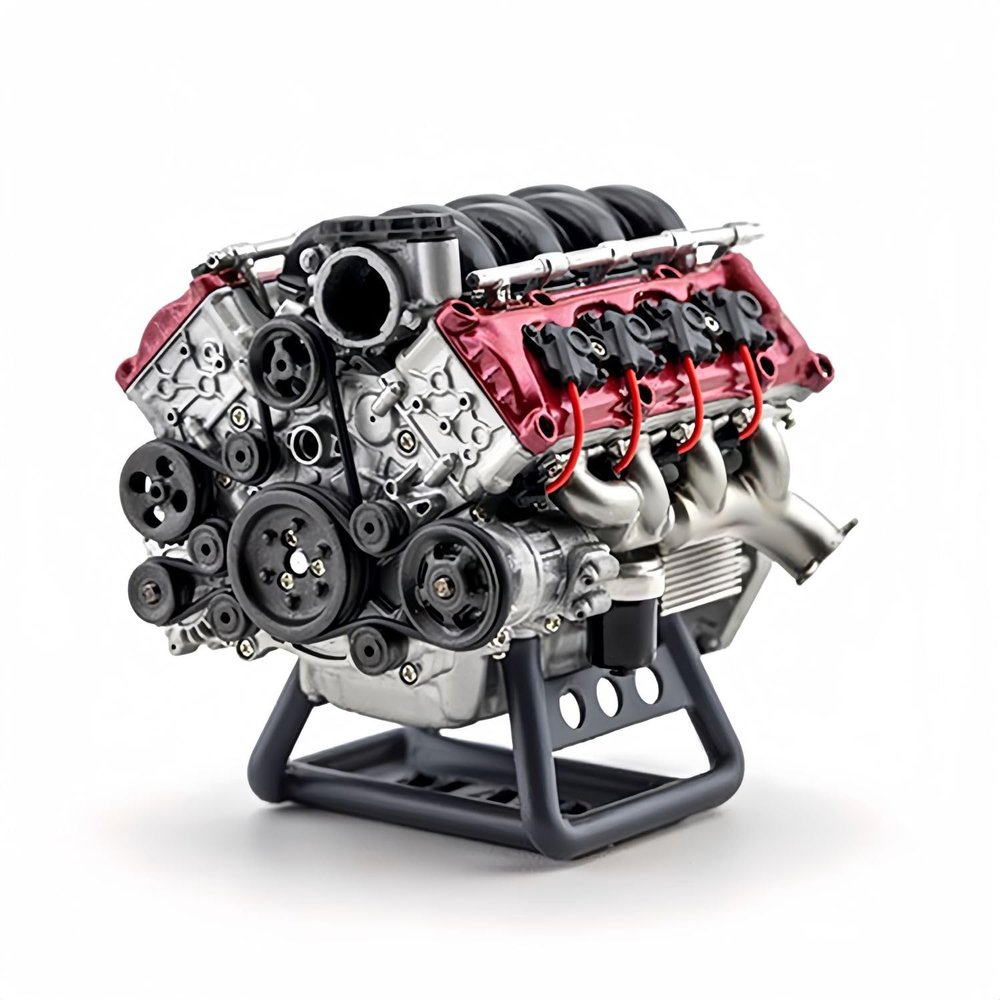 Will Run Mini V8 Engine Kit, Adult Engine Model Kit for RC Car AX90104 SCX10Capra VS4-10 Pro/Ultra DIY Toys MAD V8 Engine Internal Combustion Model Assembly Kit