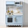 Best Choice Products Toddler Kitchen Playset, Wooden Cottage Kids Play Kitchen with 5 Accessories, Toy Storage, Scalloped Edge, and Pretend Play Microwave, Oven, Clicking Knobs - Blue view 1