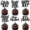 24PCS Happy 100th Birthday Cupcake Toppers Cheers to 100 Straight Outta 1926 Cupcake Picks Happy 100th Lengend Since 1926 Cake Decorations for 100th Birthday Anniversary Party Supplies Black view 1