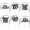 24PCS Happy 100th Birthday Cupcake Toppers Cheers to 100 Straight Outta 1926 Cupcake Picks Happy 100th Lengend Since 1926 Cake Decorations for 100th Birthday Anniversary Party Supplies Black view 2
