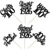 24PCS Happy 100th Birthday Cupcake Toppers Cheers to 100 Straight Outta 1926 Cupcake Picks Happy 100th Lengend Since 1926 Cake Decorations for 100th Birthday Anniversary Party Supplies Black view 3