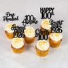24PCS Happy 100th Birthday Cupcake Toppers Cheers to 100 Straight Outta 1926 Cupcake Picks Happy 100th Lengend Since 1926 Cake Decorations for 100th Birthday Anniversary Party Supplies Black view 4