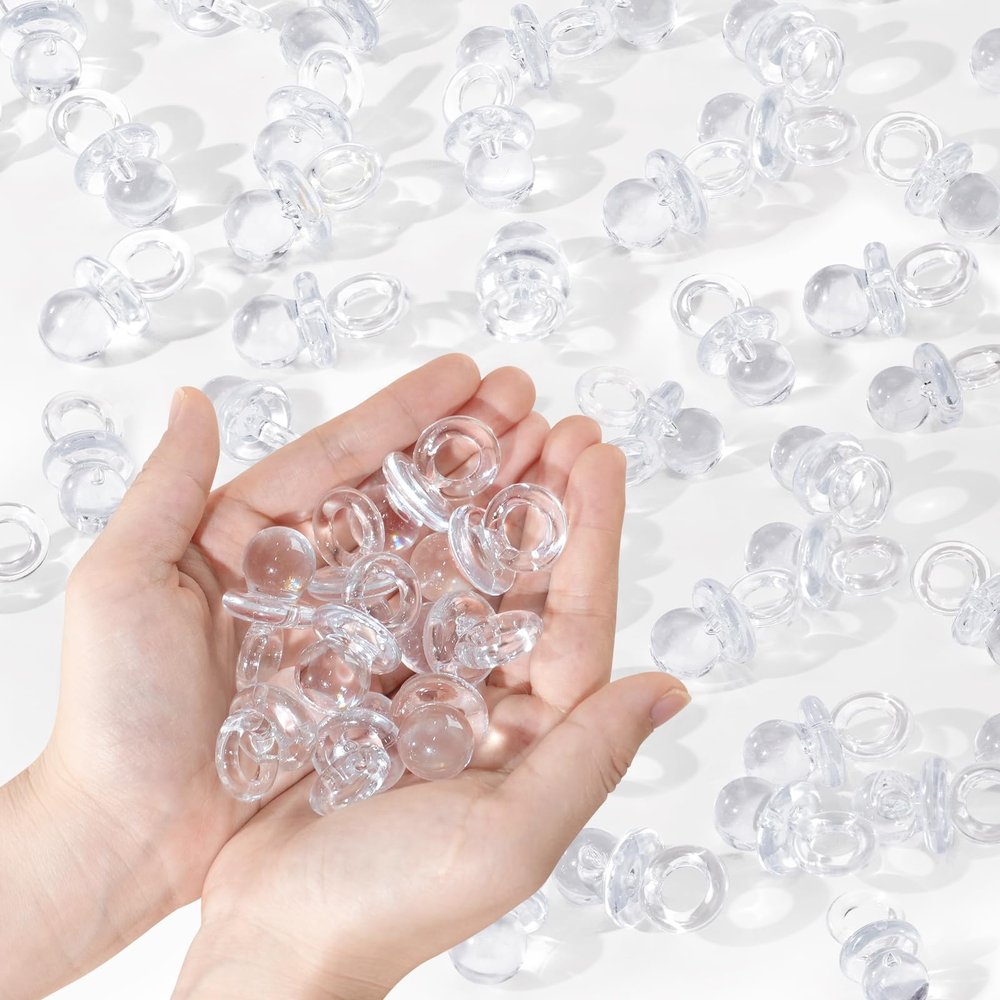 36 Acrylic Pacifiers for Baby Shower Game, 1.75 Inch Cute Baby Shower Pacifiers, Clear Pacifiers for Baby Shower Decoration DIY, Gender Reveal Party Table Scatter, Baby Shower Favors (Clear)