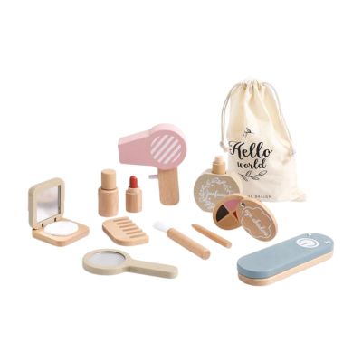Wooden Makeup Toy Set Kids Makeup Toys Role Brush Gifts Dressing Table Playset Wooden Pretend Play Toy for Girls Toddlers