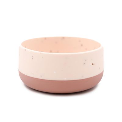 Yeah Baby Goods Silicone Kids Bowl - Food Grade, Duo-Toned Modern Terrazzo Bowl for Baby - Sturdy, Dishwasher & Microwave Safe Bowls - Non Suction Bowls for Kids of All Ages (Terracotta/Blush Speckle)