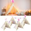 4 Pack Kids Teepee Tent for Girls Slumber Party Tents Bulk, PLULON Kids Sleepover with Inflatable Airbed and Decorations Play White Teepee Indoor Outdoor view 1