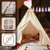 4 Pack Kids Teepee Tent for Girls Slumber Party Tents Bulk, PLULON Kids Sleepover with Inflatable Airbed and Decorations Play White Teepee Indoor Outdoor view 3