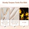 4 Pack Kids Teepee Tent for Girls Slumber Party Tents Bulk, PLULON Kids Sleepover with Inflatable Airbed and Decorations Play White Teepee Indoor Outdoor view 4