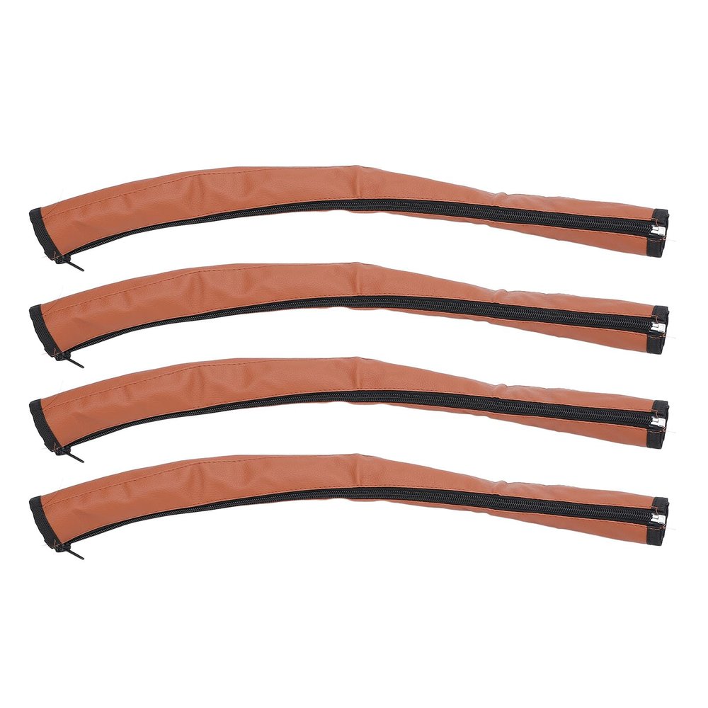 4pcs Stroller Grip Bar Cover, PU Leather Stroller Handle Protector Set with Zipper, for Universal Baby Pram Accessories (Brown)