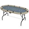 Poker Table Foldable, 70" Oval Blackjack Casino Texas Holdem Poker Game Table for 10 Players with Cup Holders, Blue and Brown view 1