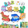 ORBRIUM Wooden Train Set Magnetic Dinosaur Trains Montessori STEM Toys Number Counting Shapes Colors Dice Game Mat Bag for Toddlers Kids Grandkids fits Wooden Train Tracks Thomas Brio view 1