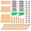 Wooden Train Tracks Accessories Build & Play Construction Set 68PCS Modular Railway STEM Toys Track Expansion Pack #2 with Parallel Tracks Adjustable Columns Elevated Station Compatible Thomas Brio view 1