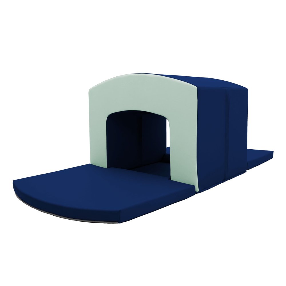 FDP SoftScape Curved Top Tunnel Climber, Indoor Active Play Structure for Toddlers and Kids, Safe Soft Foam for Crawling and Sliding (3-Piece Set) - Ocean