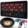 Lunmon Roulette Wheel Game Set Include 16'' Black Roulette Wheel 35" x 16" Rubber Tabletop Layout Mat, 100 Chips Dealer Button Win Marker Casino Game Sets Gift Ideas(Black) view 1