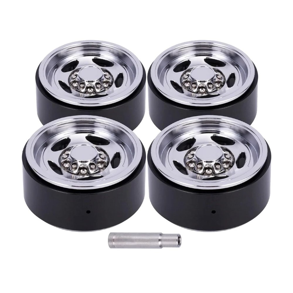 Aluminum 1.9'' Beadlock Wheels Rim Classic Retro Rims with Simulation Hex Screw for 1/10 RC for Crawler TRX4 SCX10 for Capra(Silver)