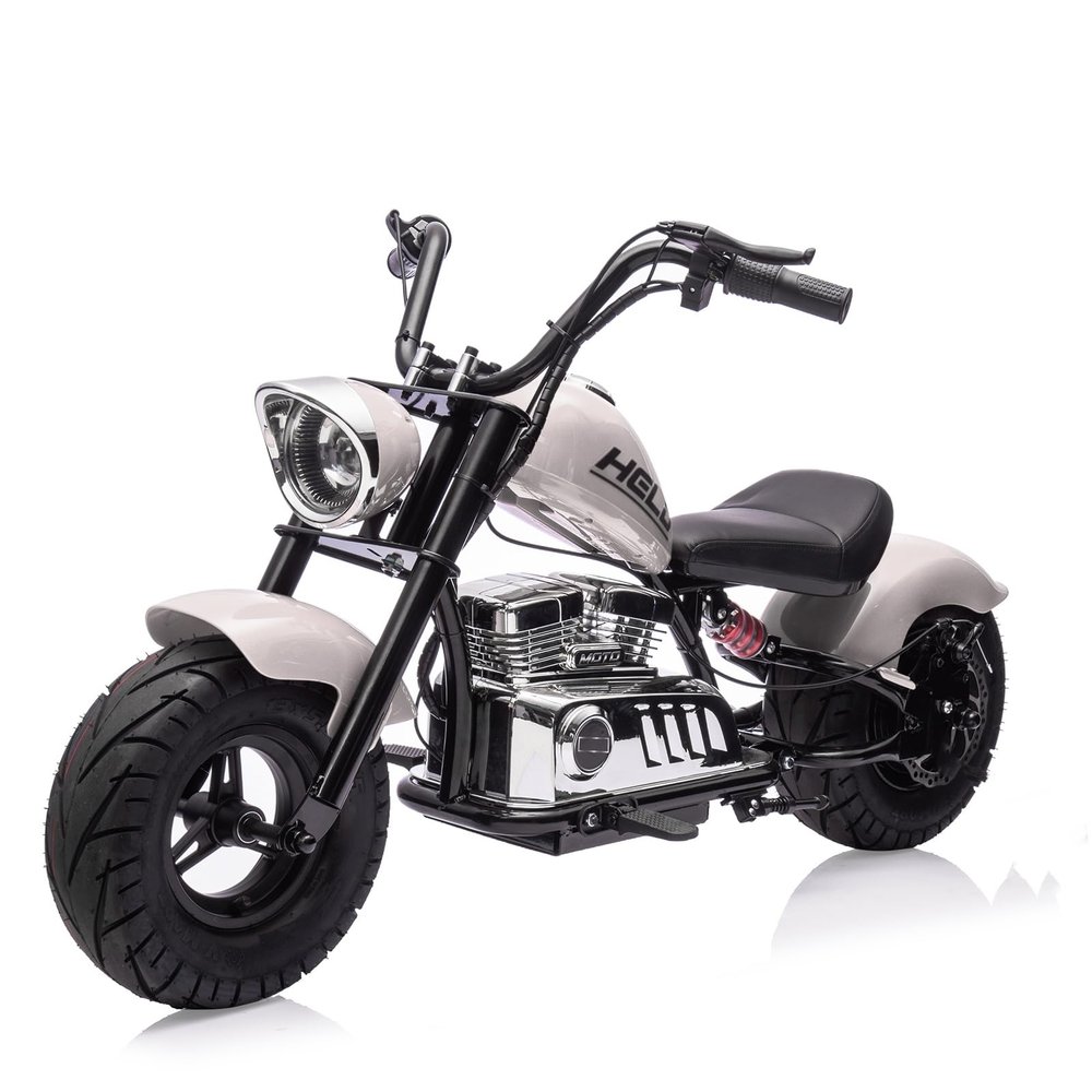 36V Ride On Off-Road Motorcycle, Electric Dirt Bike for Teens,350W Brushless Motor, Fast Speed 16.5mph with Music,Spring Suspension,Led Light, Leather Seat for Teens Max Load 176lbs,White