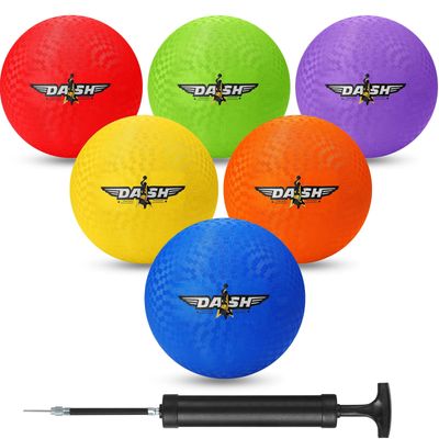 Jerify 6 Pcs 8.5 Inches Playground Balls Kickball Bulk, Colorful Inflatable Sports Bouncy Balls, Dodgeball, Kickball for Official Play, and Fun Indoor and Outdoor Toys and Gift (Light Color)