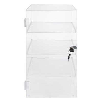 4-Tier Acrylic Display Case,Countertop Display Case with Lock Key,Clear Display Cabinet for Collectibles,Rock,Crystals,Mini Toys