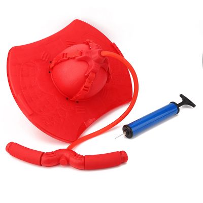 equlup Pogo Jumper with Handle and Ball Pump, Comfortable Bounce Jump Trick Board Non Slip Kid Jumping Ball Toy with Foot Pedal for Children (Red)