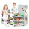 INFANS Grocery Store Playset, Kids Play Store, Wooden Supermarket Playset with Cash Register, Coffee Machine Vending Machine, Play Food Accessories, Pretend Play Store Gift for Toddler Boys Girls view 1