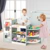 INFANS Grocery Store Playset, Kids Play Store, Wooden Supermarket Playset with Cash Register, Coffee Machine Vending Machine, Play Food Accessories, Pretend Play Store Gift for Toddler Boys Girls view 2
