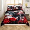 Black Cattle Bedding Sets Toddler Size,Rustic Farmhouse Cow Animal Print Reversible Duvet Cover 2Pcs for Kids Bedroom,Red Rose Floral Tie Dye Pattern Quilt Cover,1 Pillowcase (No Comforter) view 1