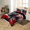 Black Cattle Bedding Sets Toddler Size,Rustic Farmhouse Cow Animal Print Reversible Duvet Cover 2Pcs for Kids Bedroom,Red Rose Floral Tie Dye Pattern Quilt Cover,1 Pillowcase (No Comforter) view 3