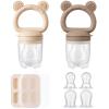 2 Pack Silicone Baby Fruit Feeder with Mini Freezer Tray, Breastmilk Popsicle Molds for Baby Teething Relief, Teethers, Fresh Food Feeder for Safe Infant Self Feeding, Extra Food Pouches - Chocolate view 1