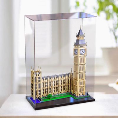 Acrylic Display Box, Compatible with LegoLondon 10253, Clear Boxes for Displaying Collectibles, Dustproof Display Boxes (Box Only) (Black Base)